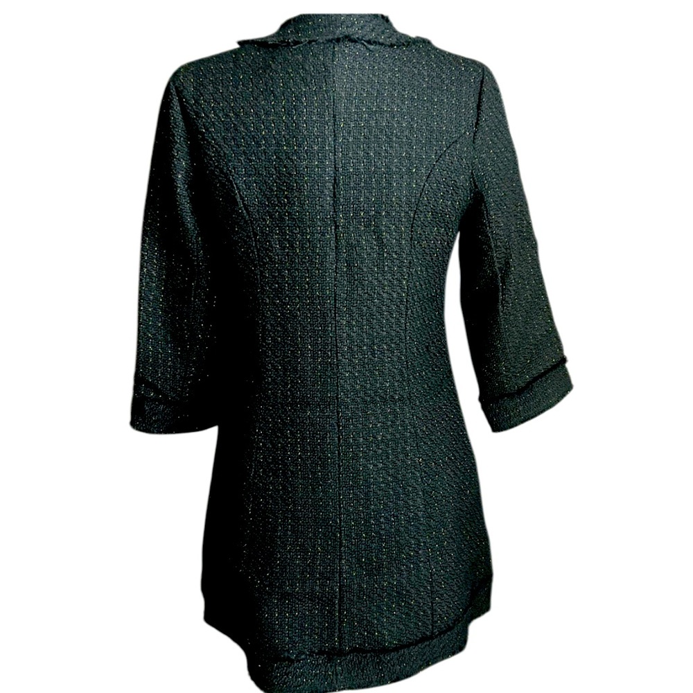 Luii tweed shredded dress coat or jacket 3/4 sleeves, gold thread details - Picture 3 of 10